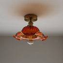 DecorBites™ Green Flower Glass LED Ceiling Light Fixture - Nordic Modern Design