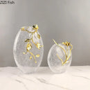 DecorBites™ Golden Flower Glass Vase Desk Decoration, Aesthetic Floral Vases, Room Decor