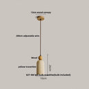 DecorBites™ Globe LED Pendant Light Yellow Travertine Stone White Glass Adjust Hang Lamp