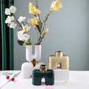 DecorBites™ Gold Geometry Ceramic Vase Desk Decoration Modern Floral Room Decor Vase