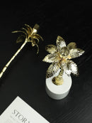 DecorBites™ Golden Metal Candlestick with Volakos White Marble Base for Luxury Home Decor
