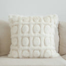 DecorBites™ Cream Geometric Faux Fur Pillow Case for Luxury Home Decor