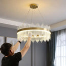 DecorBites™ Crystal LED Chandelier: Luxury Dimmable Pendant Light for Bedroom, Living, Dining Room