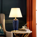 DecorBites™ Dark Blue Ceramic Table Lamp with Remote Control for Bedroom and Living Room