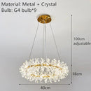 DecorBites™ Clear Crystal LED Chandelier Round Lamp - Gold Metal Wire, Adjustable G4 Bulb