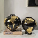 "DecorBites™ Gold Foil Pattern Ceramic Vase - Handcrafted Flowerpot Terrarium Home Decor"