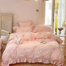 DecorBites™ Korean Princess Style Pure Cotton Bedding Set with Ruffles and Heart Pleat