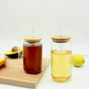 DecorBites™ Glass Cup Set with Bamboo Lid: Bubble Tea, Coffee, Wine, Milk Tea Mug.