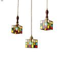 DecorBites™ Cube LED Pendant Lamp Walnut Wood Glass Hanging Lights for Restaurant and Bedroom