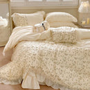 DecorBites™ French Princess Floral Lace Ruffles Bedding Set with Imitation Pearls