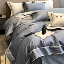DecorBites™ Jacquard Satin & Egyptian Cotton Patchwork Bedding Set - 4pcs