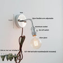 DecorBites™ Adjustable Arm LED Wall Light Fixture with Pull Chain Switch, White Glass
