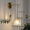 DecorBites™ Amber Glass LED Wall Light with Pull Chain Switch, Modern Nordic Flower Wall Sconce