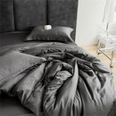 DecorBites™ Grey Lines Stripes Duvet Cover Set Cotton Satin Jacquard Queen King Size