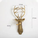 DecorBites™ Golden Deer Head Wall Hook: Antique Bronze Resin Animal Pendant for Stylish Wall Decor