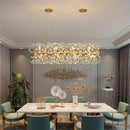 DecorBites™ Gold Crystal Chandelier: Luxury LED Hanging Lamp for Living and Dining Room