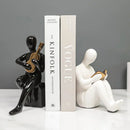 DecorBites™ Abstract Nordic Style Ceramic Character Bookends Set for Office Bookcase Decor