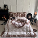 DecorBites™ Butterfly Flowers Lace Velvet Bedding Set with Ruffles - Full Bed Linen Collection