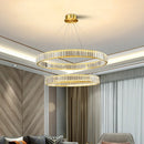 DecorBites™ Gold Crystal Round Ring Chandeliers with LED Pendant Light for Ceiling Lighting