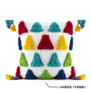 DecorBites™ Geometric Hand-Embroidered Tassel Pillowcase