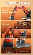 Mini Excavator 2 ton 2.5 ton Free Shipping CE Mini Bagger Mini Digger Kubota Engine Customized Crawler Farm Excavators Garden