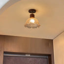 DecorBites™ Amber Ice Crack Glass Wood Ceiling Light - Nordic Modern LED Fixture
