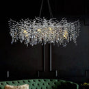 DecorBites™ Crystal Chrome Chandelier: Luxury Pendant Lamp for Living Rooms, Villas, and Restaurants