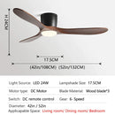 DecorBites™ 52" Low Floor Fan Lights Wood Blade Remote Control Ceiling Fan Strong Winds