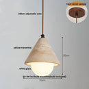 DecorBites™ Japanese Style LED Pendant Lights Wood Canopy Cement Lampshade