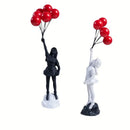 DecorBites™ Flying Love Balloon Girl Sculpture: Abstract Modern Home Office Decor & Gift