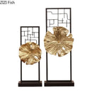 DecorBites™ Golden Lotus Leaf Feng Shui Desk Ornament Alloy Sculpture