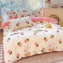 DecorBites™ Cozy Flower Print Bedding Set: Brushed Cotton, Skin-Friendly, Soft, Thick, 4Pcs