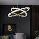 DecorBites™ Golden Round Crystal Chandelier | Nordic Luxury LED Halo Chandelier for Living Room
