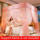 DecorBites™ Lace Pleated Queen Bed Net Canopy with Stainless Steel Bracket