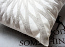 DecorBites™ Geometric Embroidered Cushion Cover Light Grey Cotton 45x45cm