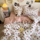 DecorBites™ Korean Floral Print Single Duvet Cover: Sweet Comfort, All Seasons, Skin-Friendly