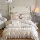 DecorBites™ French Lace Ruffles Flowers Bedding Set: Duvet Cover, Sheet Set, Pillowcases
