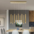 DecorBites™ Golden Tube LED Chandelier for Modern Duplex Villa Living Room Staircase