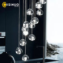 DecorBites™ Crystal Ball Chandelier: Long Adjustable Staircase Pendant Light perfect for Home & Restaurant