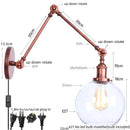 DecorBites™ Adjustable Glass Swing Arm LED Wall Sconce with Pull Chain Switch
