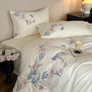 DecorBites™ Elegant Flower Embroidery Cotton Bedding Set - Single Queen King Sizes