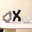 DecorBites™ Geometric Ceramic Flower Vase for Stylish Home Decor & Flower Arrangement