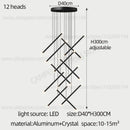 Modern black led staircase pendant chandelier dining room light