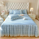 DecorBites™ Cotton Lace Princess Bed Sheet Set with Solid Color Bedspread
