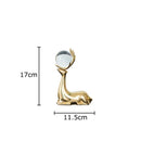 DecorBites™ Golden Deer Crystal Ball Antler Sculpture - Room Decor