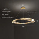 DecorBites™ Gold Plated Steel Ring Pendant Lamp with Dimmable LED Lights and K9 Crystals