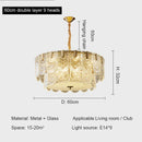Modern fan crystal chandelier gold tiered living room ceiling lamp