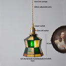 DecorBites™ LED Adjustable Pendant Light Fixture Amber Glass Walnut Wood Bar Hanging Lamp