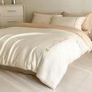 DecorBites™ Cotton Solid Color Bedding Set, Premium Quality Embroidery Quilt Cover, Single Bed.