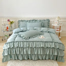 DecorBites™ Lace Ruffle Princess Bedding Set with Bed Skirt & Pillowcases